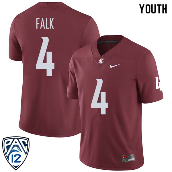 Youth #4 Luke Falk Washington State Cougars College Football Jerseys Sale-Crimson